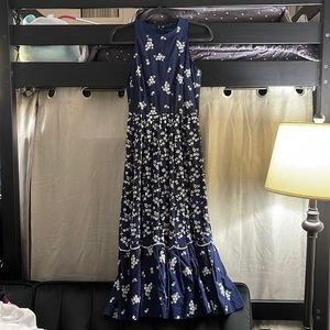 Women’s navy dress with floral design